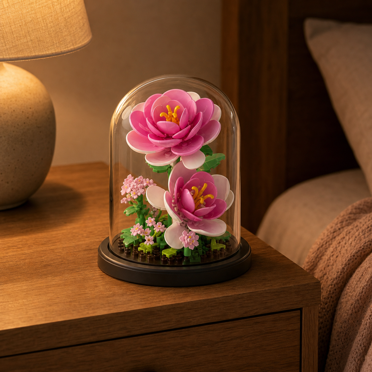 Pink Lotus Flower Dome Display (157 Pieces)